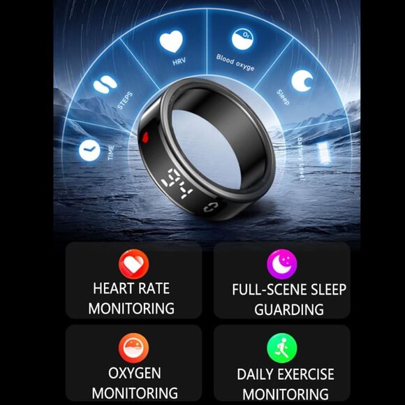 Smart Health Monitoring Ring, IP68 Smart Ring for Women, Men, a Variety of Sport - Picture 7 of 10